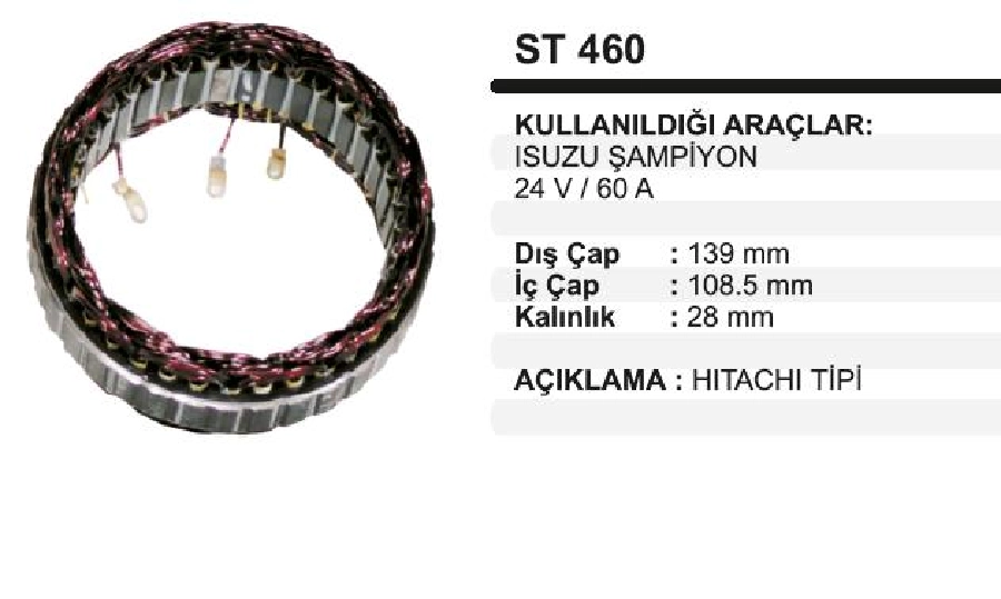 Statör Hitachi Tip 24V Isuzu Şampiyon | OEM ST460