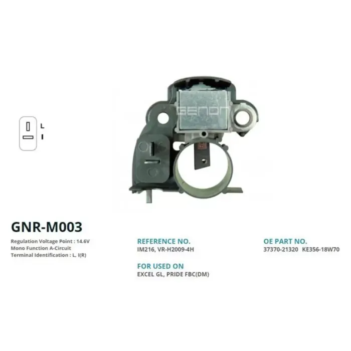 Alternator Konjektor 12V Hyundai Excell - Elentra / Mitsubishi Lancer (L, 1(R)) | GENON GNR-M003 | OEM 3790021030