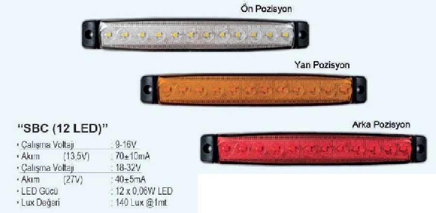 24V Kırmızı 12 LED Basamak Ayd | OEM SBC24R12