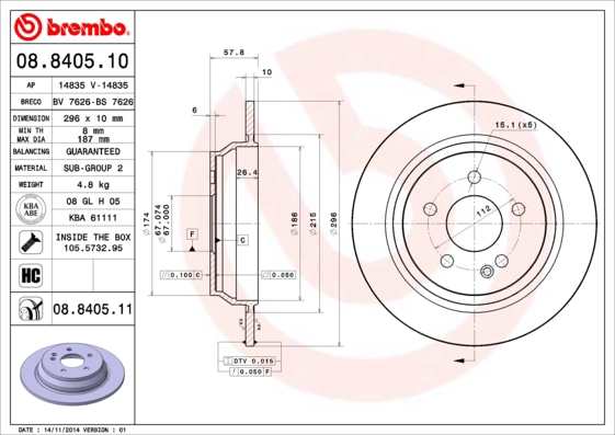 Fren Diski Arka Viano W639 03> Vito W639 03> | BREMBO 08840510 | OEM A6394230112
