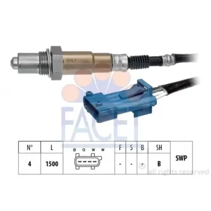 Oksijen Sensoru (Egsoz Borusundaki) Saxo P106 P206 P306 Ym Partner Berlingoi Xsara Xsara 2 TU3JP (1,4 8V) TU5JP (1,6 8V) P406 Xantia 1,8 16V P605 Xm 12V Boy:1340MM | FACET 10.8301 | OEM
