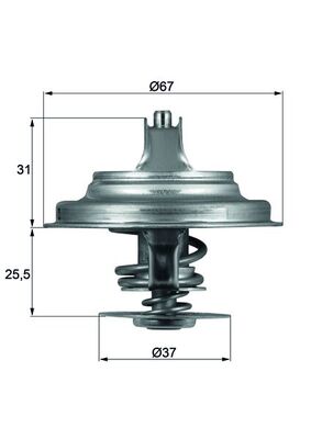 Termostat (71°) Lt 28 35 46 99>06 Crafter 2,5TDI 06>13 Bjj Ceba Ceca Cebb Cecb Anj Aar Ahd Transporter 2,4 2,5TDI 90>03 | MAHLE TX2571D | OEM 076121113A