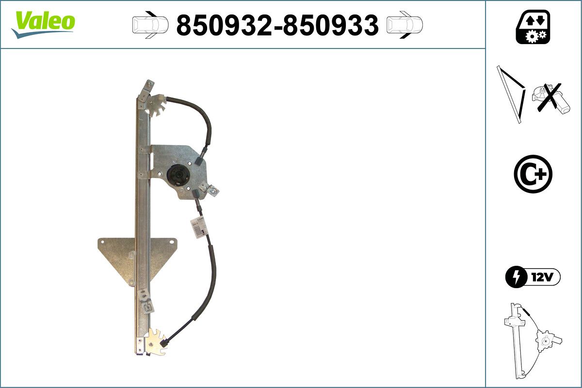 Cam Mekanizmasi Elektrikli On Sag Berlingo III Partner Tepe 1,6 08> (Motorsuz) | VALEO 850933 | OEM 9222ER