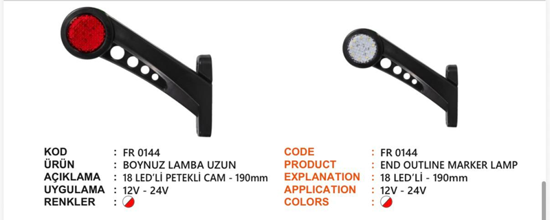 Fr Boynuz Lamba 20 Ledli Petekli Cam