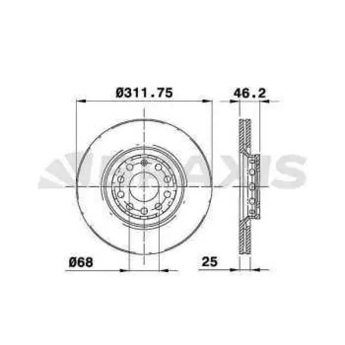 On Fren Disk Aynasi Passat 1.6 / 1.9TDI / 2.0 / 1.8T 05> A4 01> A6 97> Superb 02> Exeo 09> | BRAXIS AE0077 | OEM 4B0615301A 4B0615301A 4B0615301C 8E0615301R 4B0615301C 8E0615301R