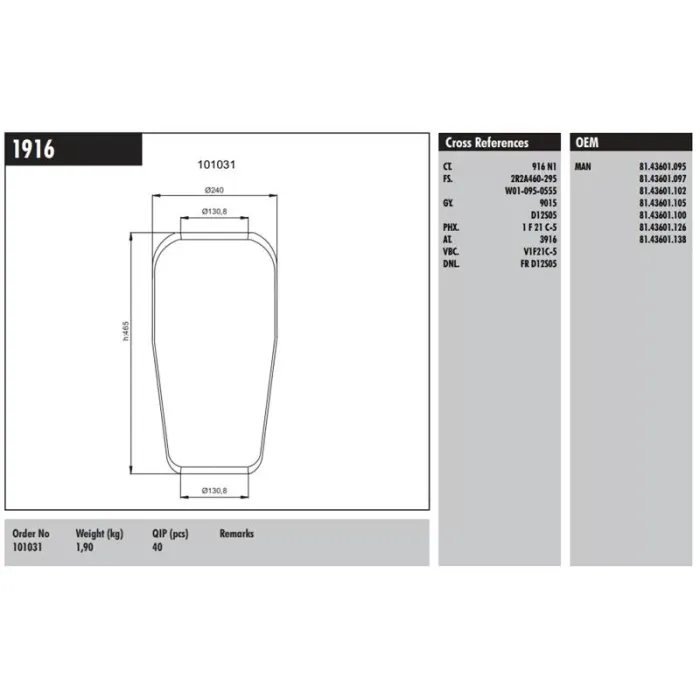 Roll Koruk MAN Otobüs / Temsa Safir Euro 6 | CONNECT M 1916 | OEM 81436010095-81436010126