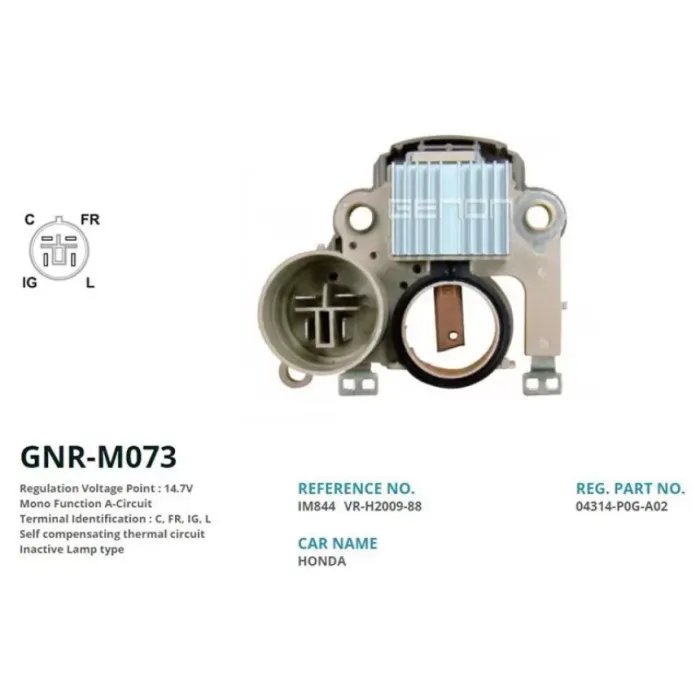Alternator Konjektor Mitsubishi Tip 12V Honda Accord Yuvarlak Soketli (C, Fr, Ig, L) | GENON GNR-M073 | OEM VR-H2009-88 IM844 04314-P0G-A02