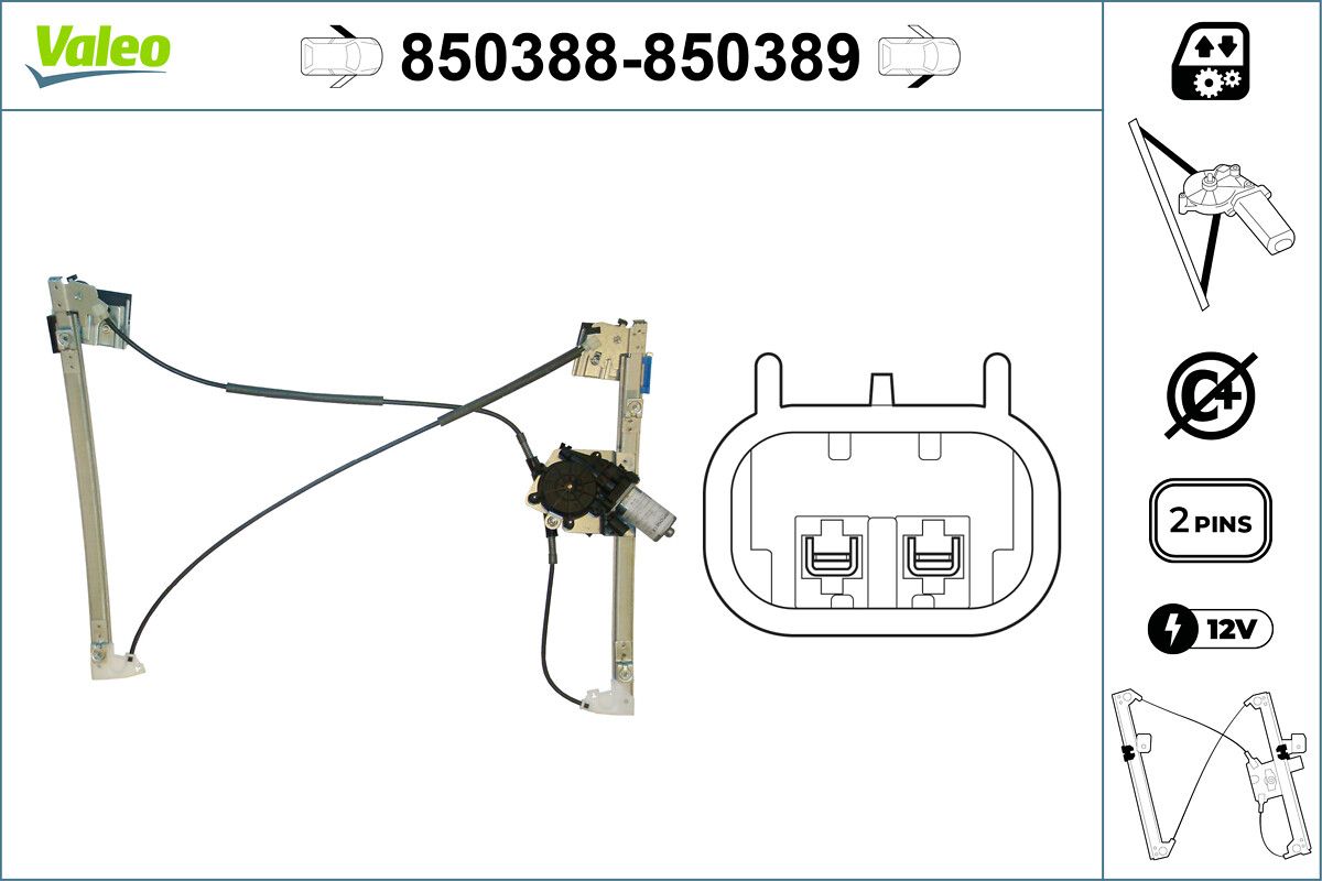 Cam Mekanizmasi (On) / (Sol) Cordoba / Ibiza | VALEO 850388 | OEM 6K3837401B 6K3837401H 6K3837401P