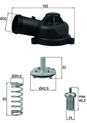 Termostat Keceli Eos Golf 5 6 Jetta Passat Polo Tiguan A3 Ibiza Leon Yeti Caxa Caxc Cmsa Cnva | MAHLE TI24483D | OEM 03C121110H 03C121110Q 03C121110T