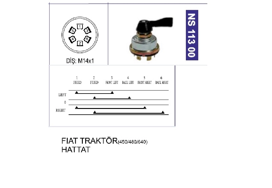 Fiat Traktör 480-640-Hattat Tarım, Universal, Sinyal Anahtarı | OEM NS11300
