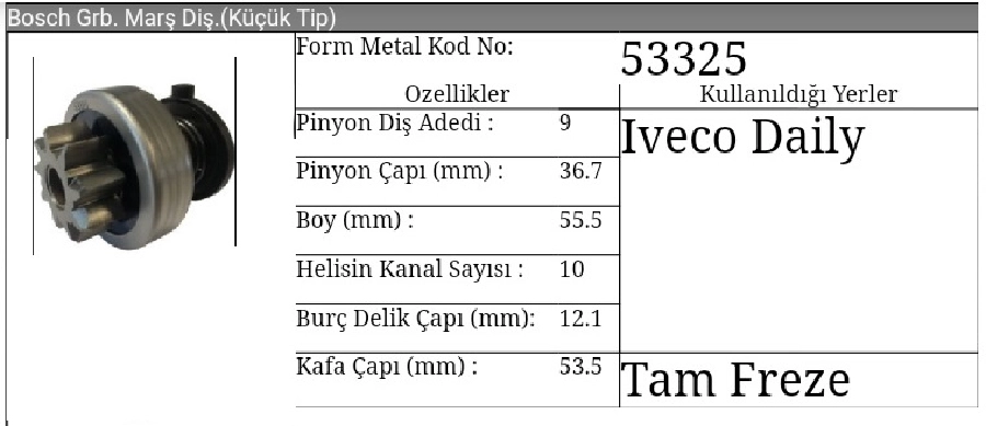 Marş Dişlisi Iveco Daily | OEM 53325