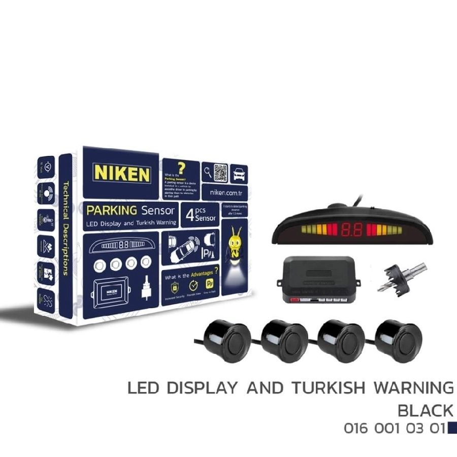 Park Sensörü LED Ekran ve Turkce Uyarı Siyah 22mm | OEM 0160010301