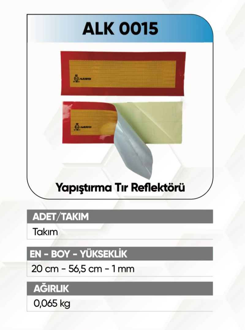 Alkotek Tır Arka İşaret Reflektör Yapıştırma Rr