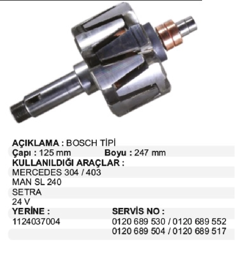 Rotor Bosch MAN, Mb 24V 140A | OEM XRT679
