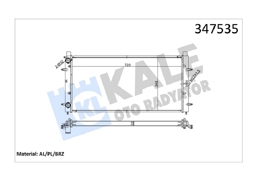 Radyatör Transporter T4 2.4-2.5 TDI (AC + Klimasız + Mek + Otom) (720x341x34) 701121253D-701121253E-701121 | OEM 347535