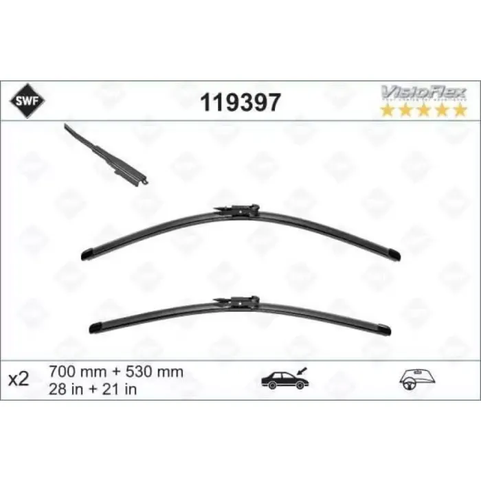 Silecek Supurgesi Swf On Tk. (700MM / 530MM) X164 06>12 W164 05>11 W251 05>14 | VALEO 119397 | OEM A2518200845