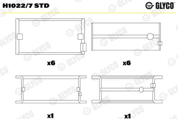 Ana Yatak Std Iveco Eurostar-Eurotech-Stralis / Ford Cargo Cursor 10 Takim | GLYCO H-10227STD | OEM 500360439 500360398 2991840 2991836