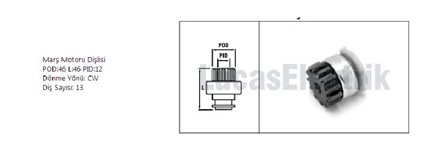 Marş Dişlisi Delco Tipi 13 Dış F7RUK614 Ford Transit 2,5D Yeni Model (Motorcraft) (907) | OEM SDR9000