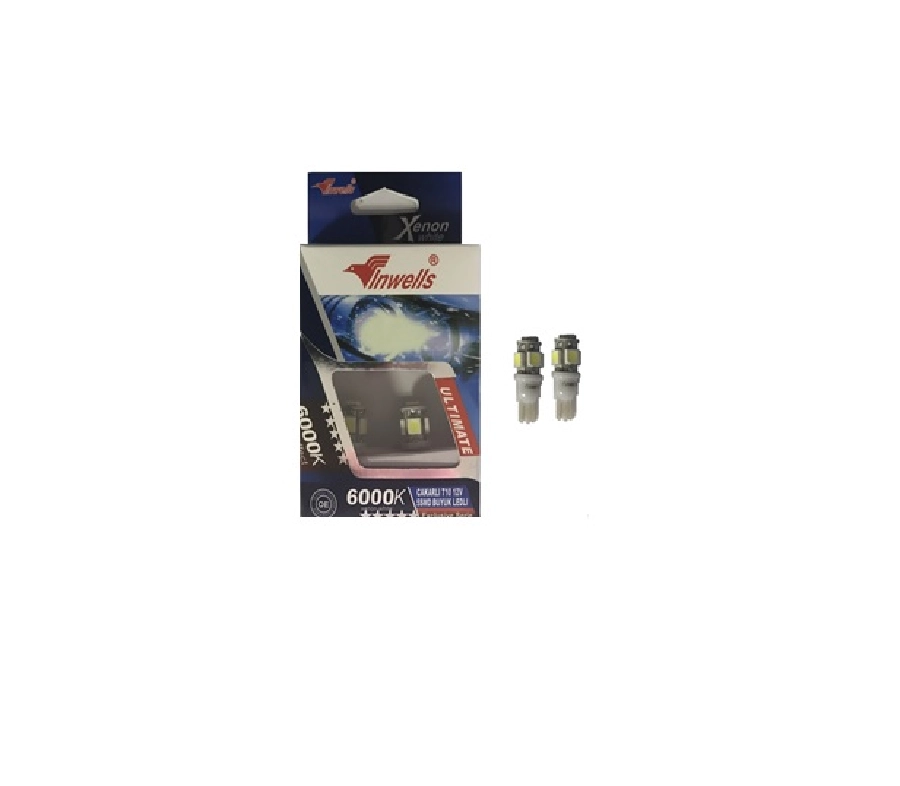 Ampul - (2 Adet) LED Büyük Dipsiz 12V Beyaz Çakarlı 5 LED'li | OEM INW009064