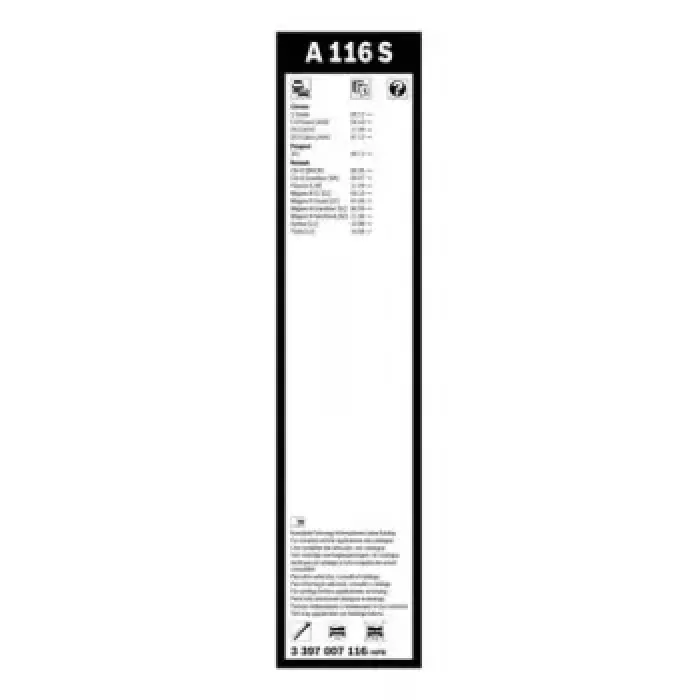 Silecek Supurgesi Aerotwin 600 / 400MM A116S (Flatblade Muz Tipi) Clio III Megane III Fluence Symbol I | BOSCH 3397007116 | OEM 288902593R 288902593R 288909690R 7701061593 288909690R 7701061593