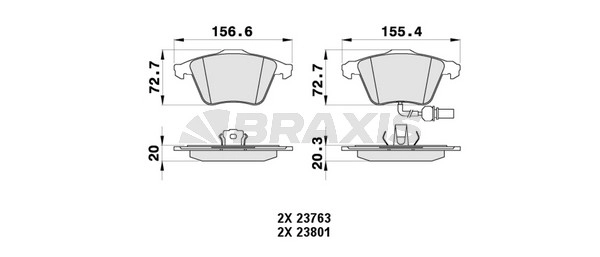 On Fren Balatasi Fisli A6 4F2 3.2FSI / 4.2 Quattro 05 / 04> A6 Avant (4F5) 3.2FSI / 4.2 Quattro 03 / 05> | BRAXIS AB0420 | OEM 4E0698151M