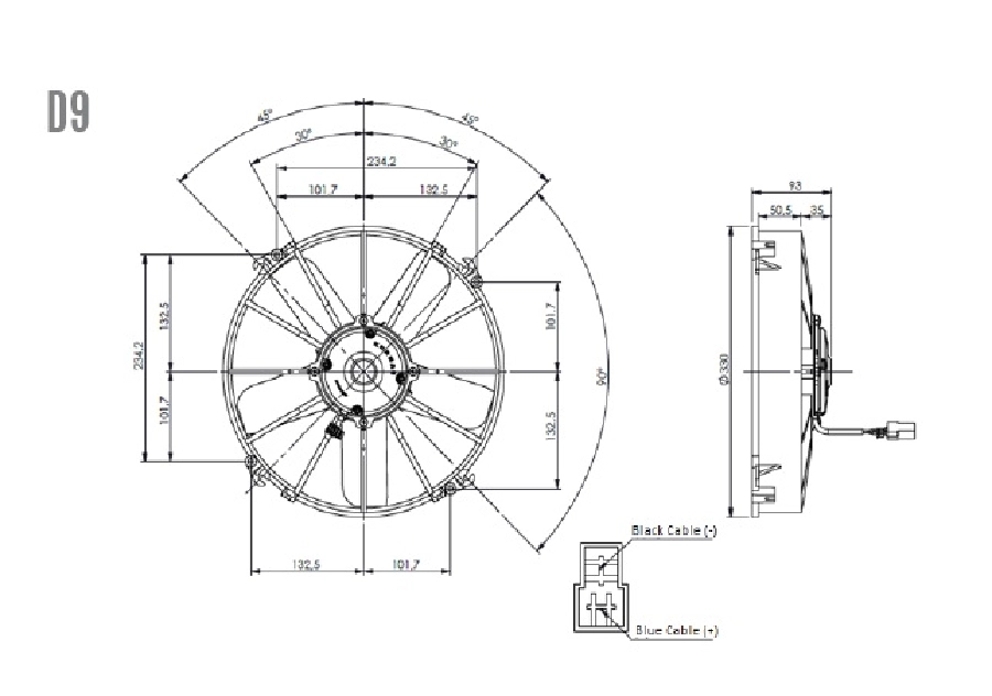 12'' Komple Yassı Geniş Üfleyici Aksiyel Fan ( 5 Kanat) 5702412120001 12V | OEM 5702412120001