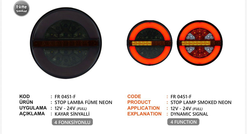 Fr Stop Lamba Neon 4 Fonksiyonlu Füme Camlı