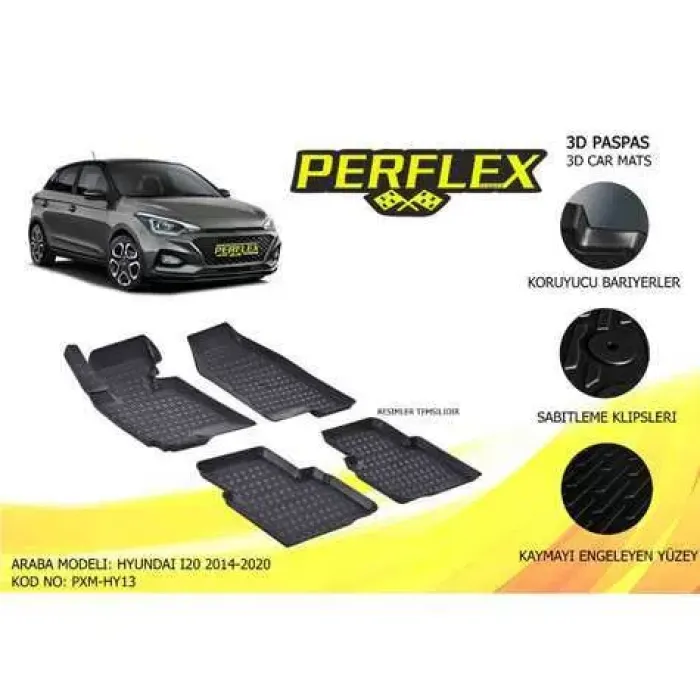 Paspas 3D Havuzlu 10-Mat Hyundai I20 2015-2020 | PERFLEX PXM-HY13