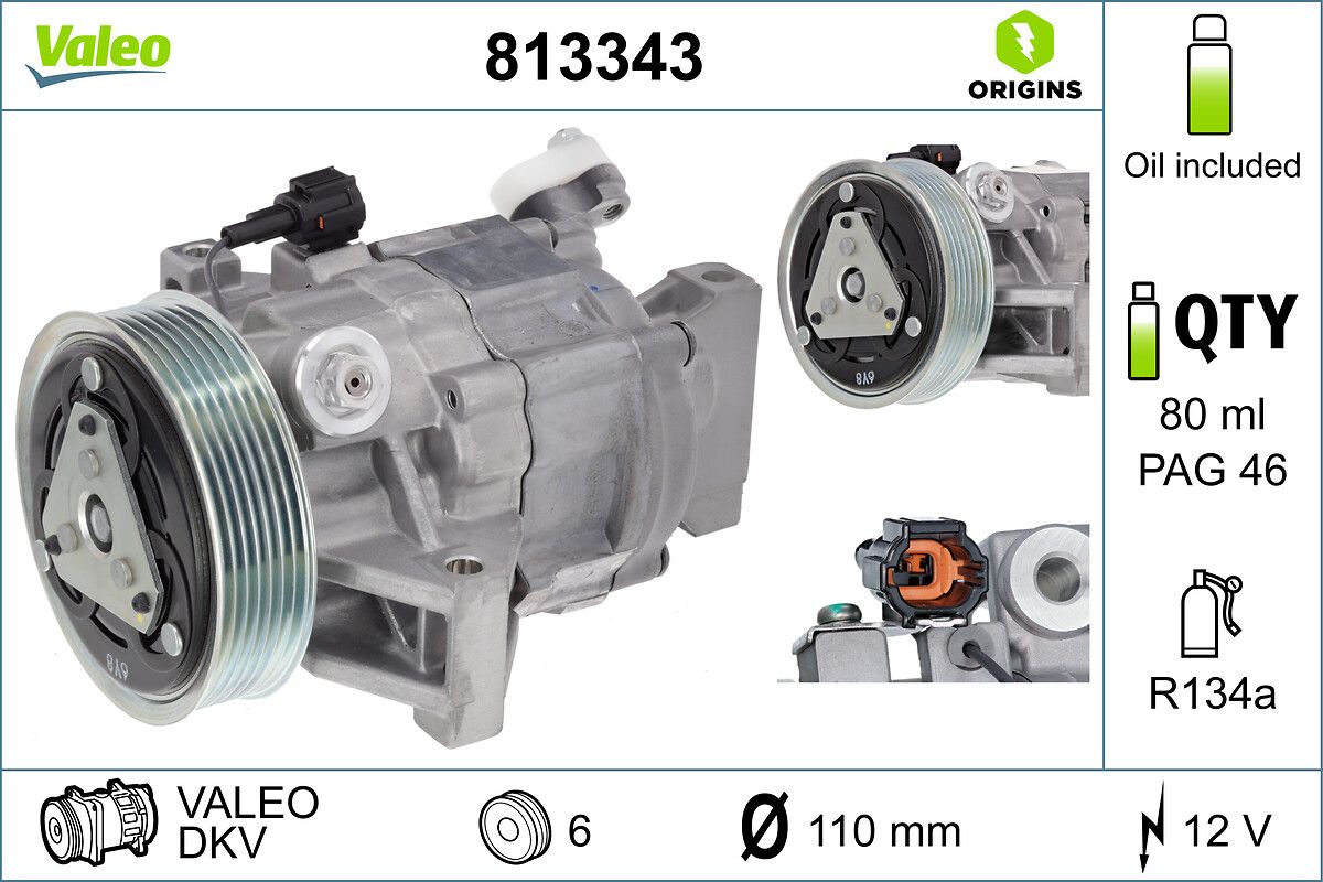 Klima Kompresoru Note Micra III 1,5DCI / 1,6 03> | VALEO 813343 | OEM 92600CJ700 92600CJ700 92600CJ70A 92600CJ70B 92600CJ70A 92600CJ70B