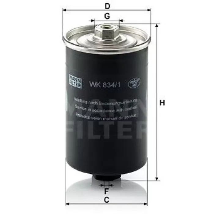 Yakit Filtresi (Benzin) Golf II Jetta II Toledo I A80 A90 A100 A6 Scirocco 1,6 / 1,8 / 2,0 / 2,2 / 2,3 79>96 | MANN WK834/1 | OEM 251201511S 251201511S 447133511 811133511B 447133511 811133511B