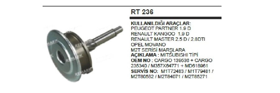 Redüktör Mitsubishi Tipi Mili + Kapak + Bilya + Dişli - Peugeot Partner, Renault Kangoo | OEM RT236