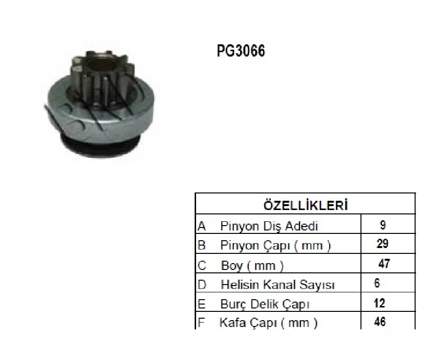 Marş Dişlisi ZEN1482 9 Diş, Cw F. Ecosport T 2.0I - 16V, Focus 2.0I - 16V, Opel, Perkins | OEM PG3066