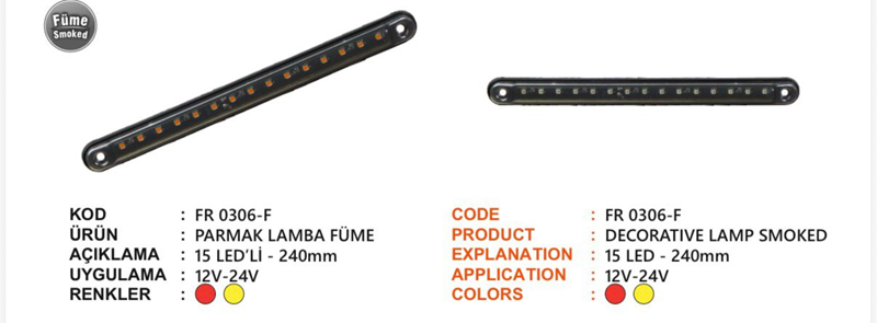 Fr 15 Ledli Parmak Lamba Füme Kırmızı
