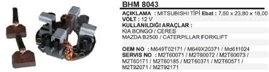 Mars Kömür YUVASI8×24X18 Mitsubishi Tip Kia Bongo Ceres Mazda B2500 Caterpillar | OEM PRS-BHM8043