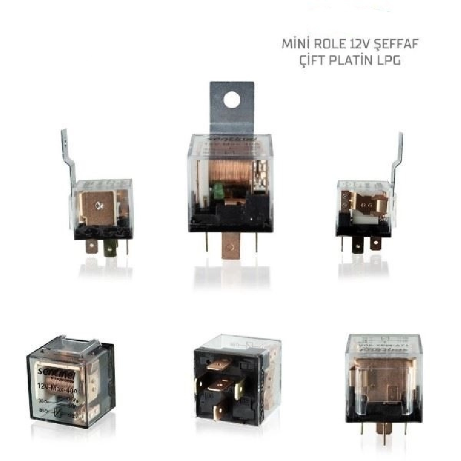 Röle 12V 5 Uçlu 40A Çp Silikonlu Şeffaf LED'li Mini *** Özel Platinli *** Typer Si-Way YLE01 | OEM 123.006.