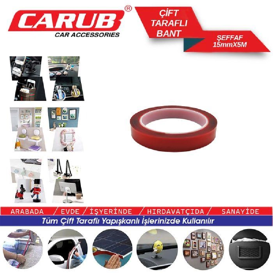 Çift Taraflı Bant Şeffaf 15MMX5M Poşetli | OEM BR6570118