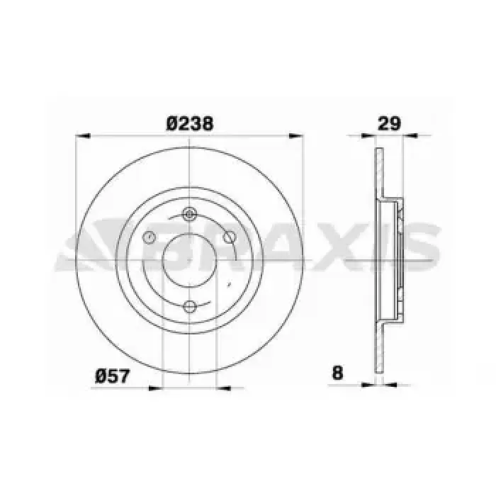 On Fren Disk Aynasi P106 Ax Zx 1.0 / 1.0I / 1.1 / 1.1I / 1.4D 88 96 Saxo S 1.0I / 1.1I 96> (Hava Sogutmasiz) / ( | BRAXIS AE0046 | OEM 4249.C5