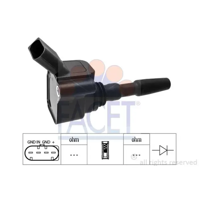 Atesleme Bobini A1 A3 Q3 Caddy Cc Golf 7 Jetta Passat Tiguan Alhambra Ibiza Leon Toledo Octavia Rapid Superb Yeti | FACET 9.6499 | OEM 04C905110A 04C905110B 04C905110D