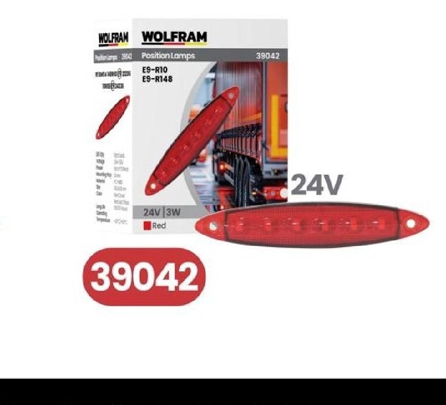 Yan Pozisyon Lamba 6 LED Kırmızı E Belgeli 24V E2W E9 | OEM 39042