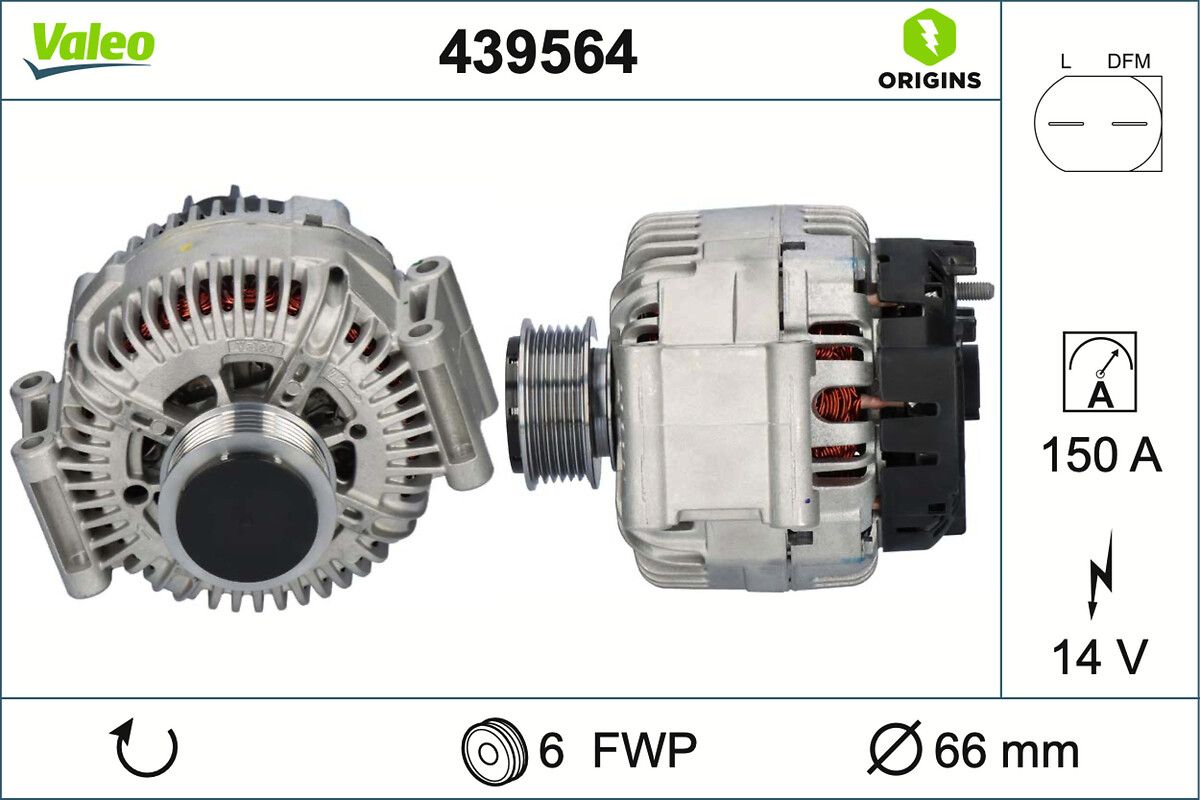 Alternator 12V 150A Audi A4 3,2FSI 05> | VALEO 439564 | OEM 06E903016E