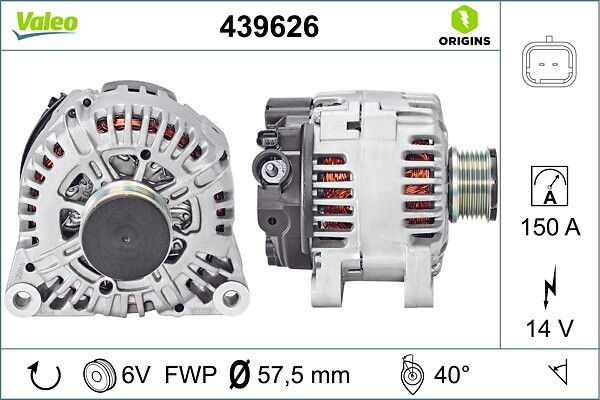 Alternator 12V 150A Suzuki SX4 1,6 Ddis 2007-> (TG15C127) | VALEO 439626 | OEM 3140069K00