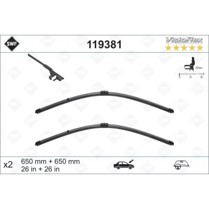 Silecek Supurgesi Swf On Tk. (650MM / 650MM ) C219 05>10 W211 02>08 S211 03>09 R230 03>12 | VALEO 119381 | OEM A2118201345