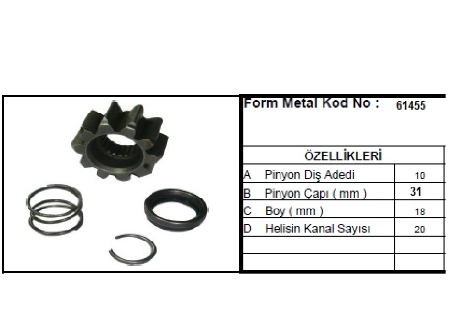 Dişli Tamir Takımı Yeni Model Japon 10D Kafa Çapı:31mm | OEM 61455