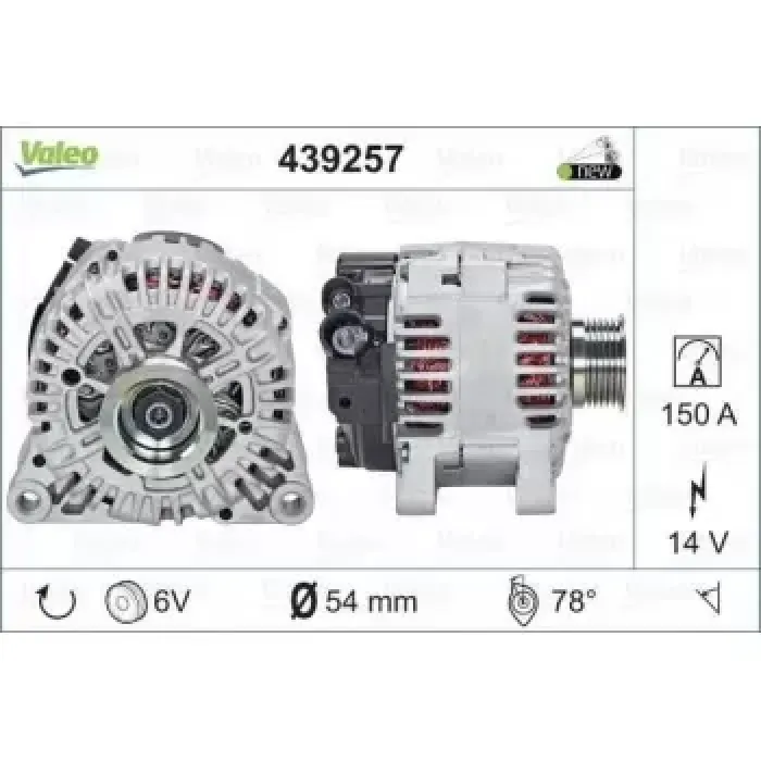 Alternator Expert P307 P206 P306 Berlingo C5 P406 Xantia 2,0HDI 12V 150 Amper | VALEO 439257 | OEM 57054F 57054F 57055H 57055J 5705GC 717 57055H 57055J 5705GC