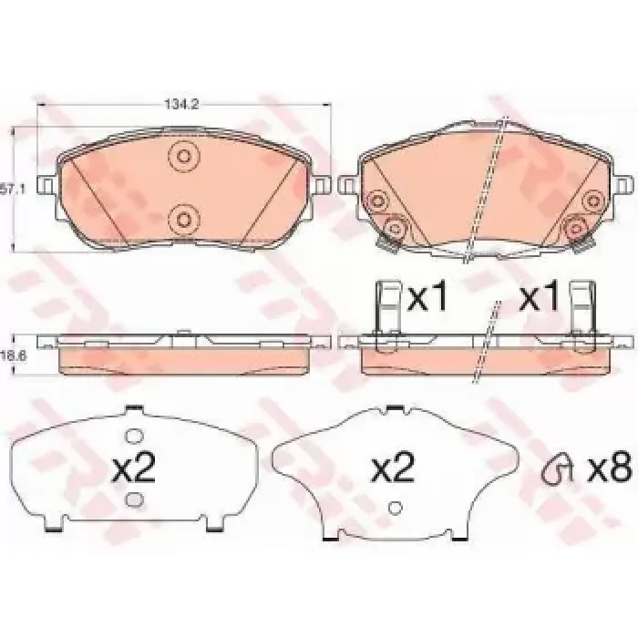 On Fren Balatasi Toyota Corolla 2013-> Auris 2012-> 1.33 1.6 Benzinli 1.4 D4D Dizel | TRW GDB3598 | OEM 446502390