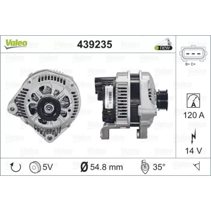 Alternator 12V 120A Bmw E38 E39 E46 X5 M47 M57 | VALEO 439235 | OEM 12312247389 12312247389 12312247405 12312247405