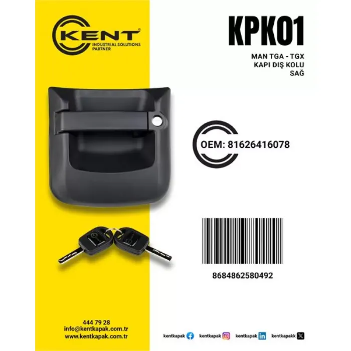 Dis Kapi Kolu MAN TGA TGX Tgl TGS Sag | KENT KPK-01 | OEM 81626416080