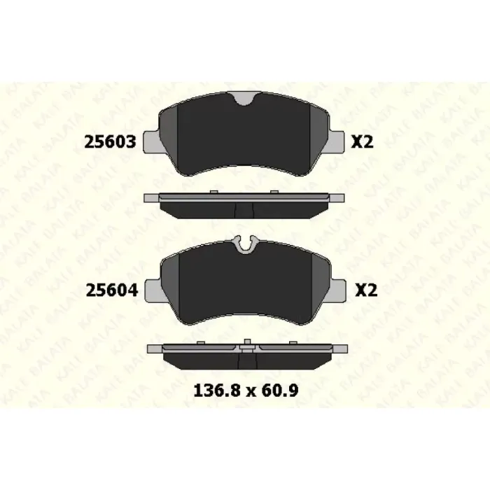 Arka Fren Balatasi Transit Custom V362-V363 12> (Arka Tek Teker) ( Fissiz ) | KALE B 25603 175 05 MSH | OEM BK21 2M008 AC 1840037