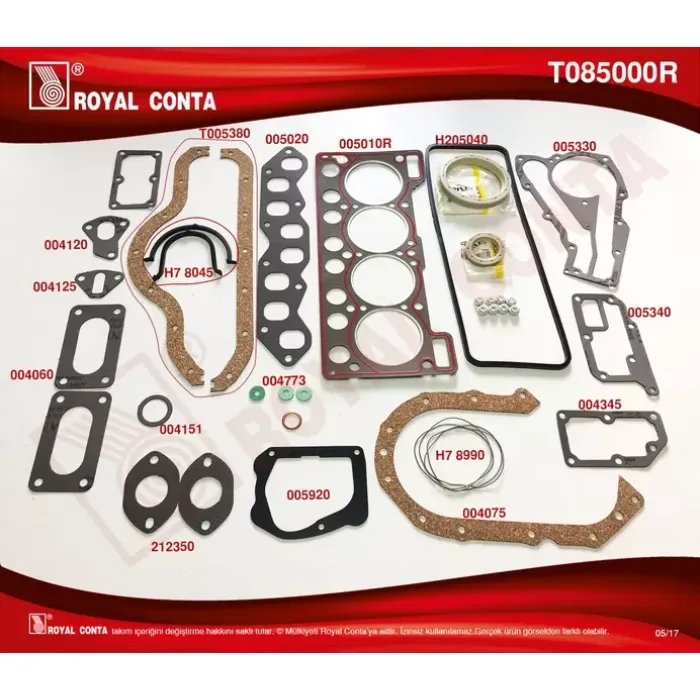 Motor Takim Contasi R9 R11 1,4 (Super Skt Keceli Subap Lastikli) | ROYAL T085000R | OEM 7701460628 7701460628 7701465262 7701466417 7701465262 7701466417