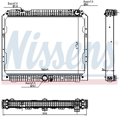 Motor Su Radyatoru Cerceveli Mercedes Actros MP4-MP5 EURO6 | NISSENS 627003 | OEM 9605002901 A9605002901